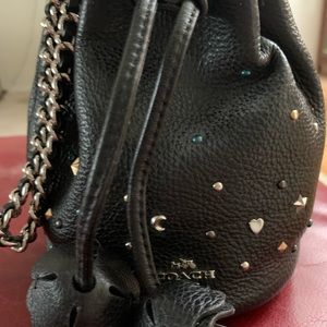 NWOT Black Leather Coach Mini Purse